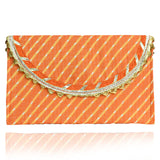 Traditional Rajasthani Gota Fabric Envelope Purse For Women - Orange - Vintage Gulley