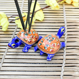 Metal Meenakari Tortoise Agarbatti Stand Tortoise for Pooja Set of 2 - Vintage Gulley