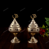 Brass Round Goblet Akhand Diya - Set of 2