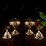 Brass Round Goblet Akhand Diya - Set of 2