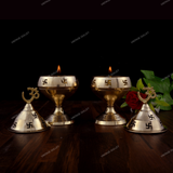 Brass Round Goblet Akhand Diya - Set of 2