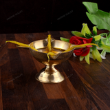 Brass Charmukhi Diya for Puja Medium