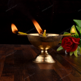 Brass Charmukhi Diya for Puja Medium