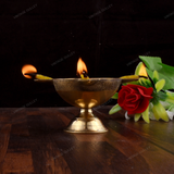 Brass Charmukhi Diya for Puja Medium