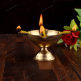 Brass Charmukhi Diya for Puja Small