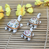 Metal Meenakari Tortoise for Home Decorative Showpiece (White) - Vintage Gulley