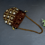 Rajasthani Potli Bag Mirrorwork - Brown