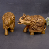 Brass Elephant Figurine - Set of 2