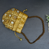 Rajasthani Potli Bag Mirrorwork - Beige