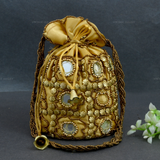 Rajasthani Potli Bag Mirrorwork - Beige