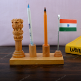 Wooden Pencil Pen Holder with Indian Flag