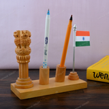 Wooden Pencil Pen Holder with Indian Flag