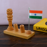 Wooden Pencil Pen Holder with Indian Flag