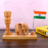 Wooden Carved Elephant Pencil & Pen Holder