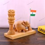 Wooden Carved Elephant Pencil & Pen Holder