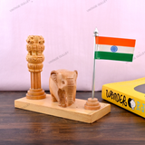 Wooden Carved Elephant Pencil & Pen Holder