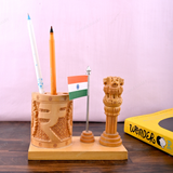 Wooden Carved Pencil & Pen Holder