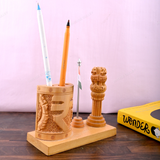 Wooden Carved Pencil & Pen Holder