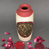 Warli Hand-Painted Terracotta Pot - Golden