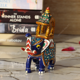 Metal Ambabari Meenakari Work Painted - 5 Inches - Blue