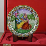 Marble 22 Carat Gold Foil Work Round Shape RadhaKrishan - 6 Inches - Vintage Gulley