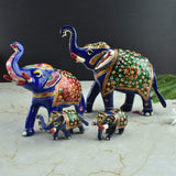 Meenakari Royal Blue Elephant - Set of 4 - Vintage Gulley