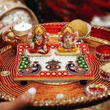 Marble Laxmi Ganesha on Chowki - Vintage Gulley