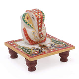 Marble Ganesha on Chowki - Vintage Gulley