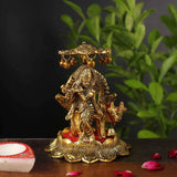 White Metal Golden Oxidized Krishna with Cow - Vintage Gulley