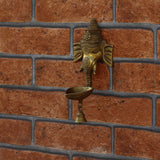 Brass Lord Ganesha Hanging with Diya and Bell - Vintage Gulley