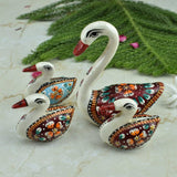 Hand-Enamelled in Metal Meenakari Swan - Set of 4 - Vintage Gulley