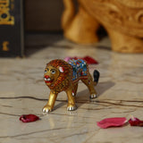 Metal Meenakari Lion - Medium - Vintage Gulley