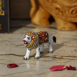 White Metal Meenakari Lion - Small - Vintage Gulley