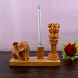Wooden Carved Elephant Pencil & Pen Holder