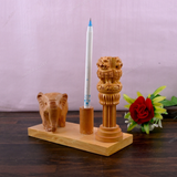 Wooden Carved Elephant Pencil & Pen Holder