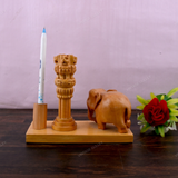 Wooden Carved Pencil & Pen Holder