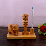 Wooden Carved Pencil & Pen Holder