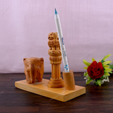 Wooden Carved Pencil & Pen Holder