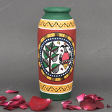 Warli Hand-Painted Terracotta Pot - Red
