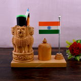 Wooden Carved Pencil & Pen Holder