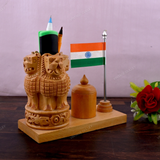 Wooden Carved Pencil & Pen Holder