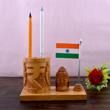 Wooden Carved Pencil & Pen Holder