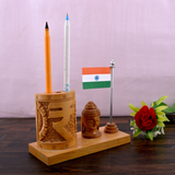 Wooden Carved Pencil & Pen Holder