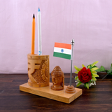 Wooden Carved Pencil & Pen Holder
