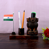 Wooden Carved Pencil & Pen Holder