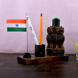 Wooden Carved Pencil & Pen Holder