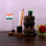 Wooden Carved Pencil & Pen Holder