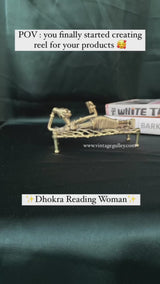 Brass Dhokra Reading Woman on Bed