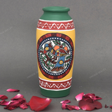 Warli Hand-Painted Terracotta Pot - Yellow