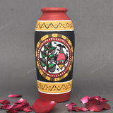 Warli Hand-Painted Terracotta Pot - Black